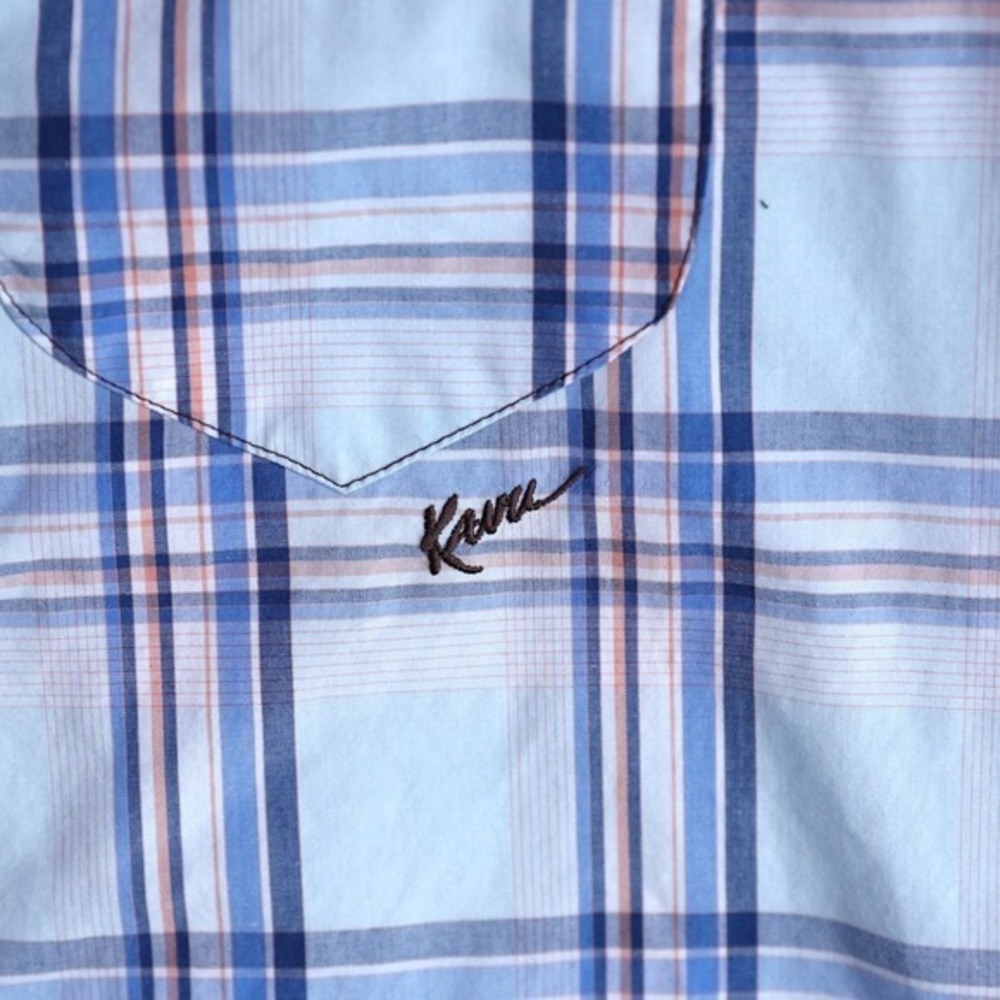 KAVU Mens Large Blue Plaid Short Sleeve Button‎ Up Outdoor Casual Shirt - Picture 4 of 16
